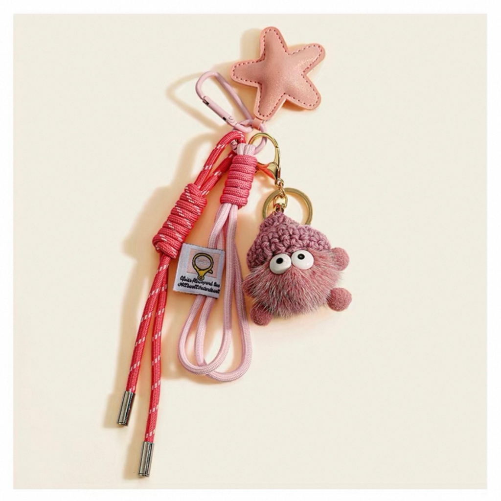 Cute Small Mink Fur Star Bag Pendant Charm Bag