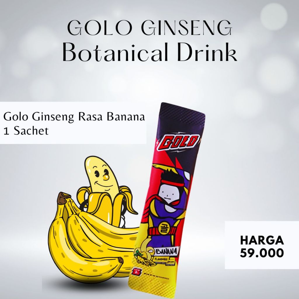 

Bisa COD | GOLO Ginseng Botanical Banana 1 Box isi 5 Sachet Bisa Ecer 1 Saset
