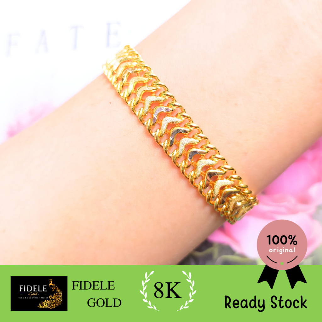 Gelang rantai sisik naga fahion emas asli 375 gelang lipan 8k