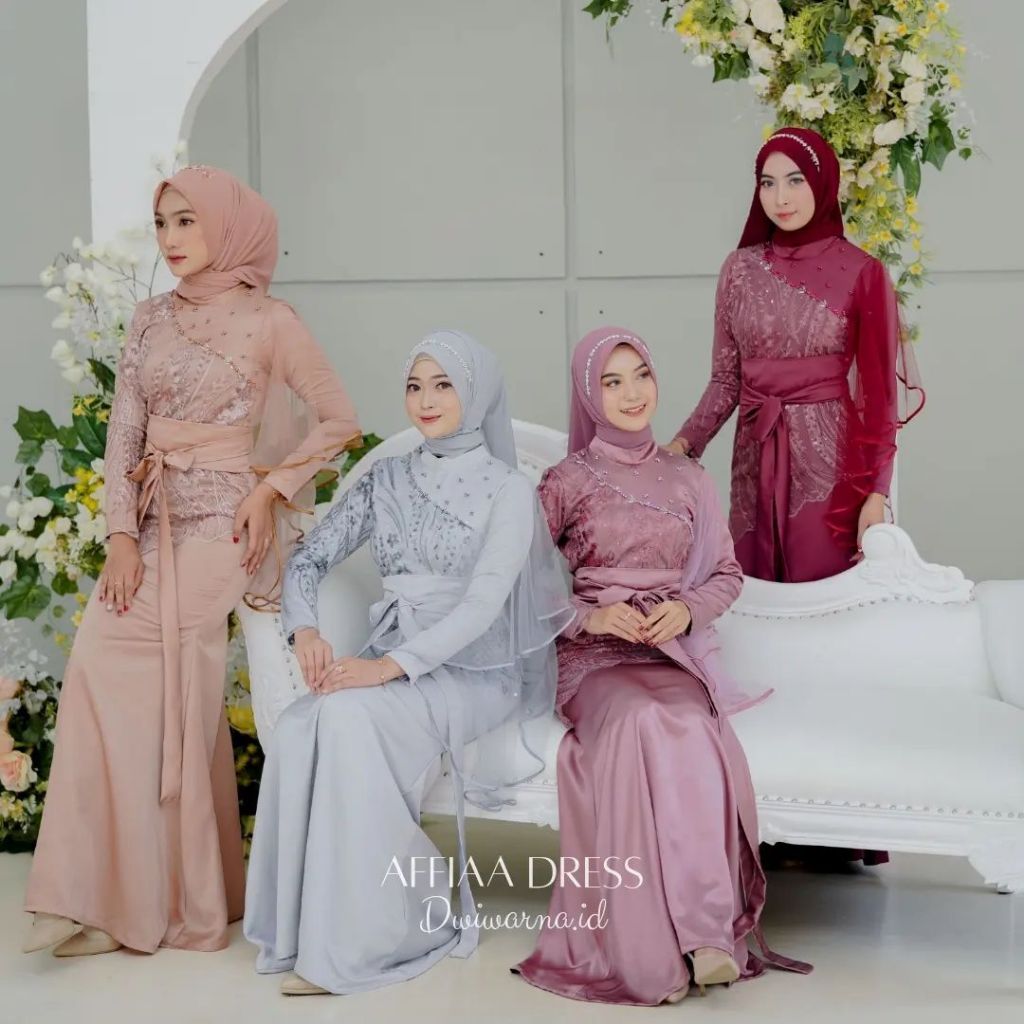 Dress Gamis Affia Brukat Kondangan Tunangan Lamaran Wisuda Lebaran Kekinian Terbaru 2025