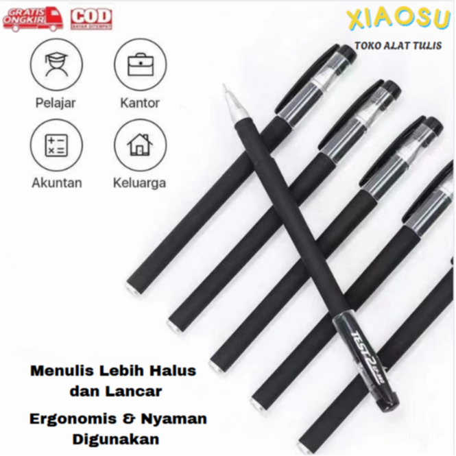 

XIAOSU 12-50Pcs Pulpen Gel 0.5mm Pena Gel Standar Pulpen Murah Alat Tulis Perlengkapan Sekolah Warna Hitam - Stationery