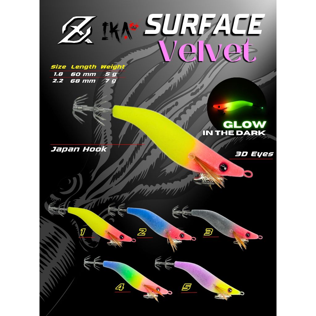 Squid Jig AXZ Ika Surface Velvet Luminous Squid Japan Hook