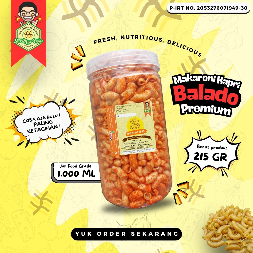 

[TOPLES - 215 GRAM] MAKARONI KAPRI BALADO PREMIUM Mas Fajar - Coba aja dulu ! Paling ketagihan !