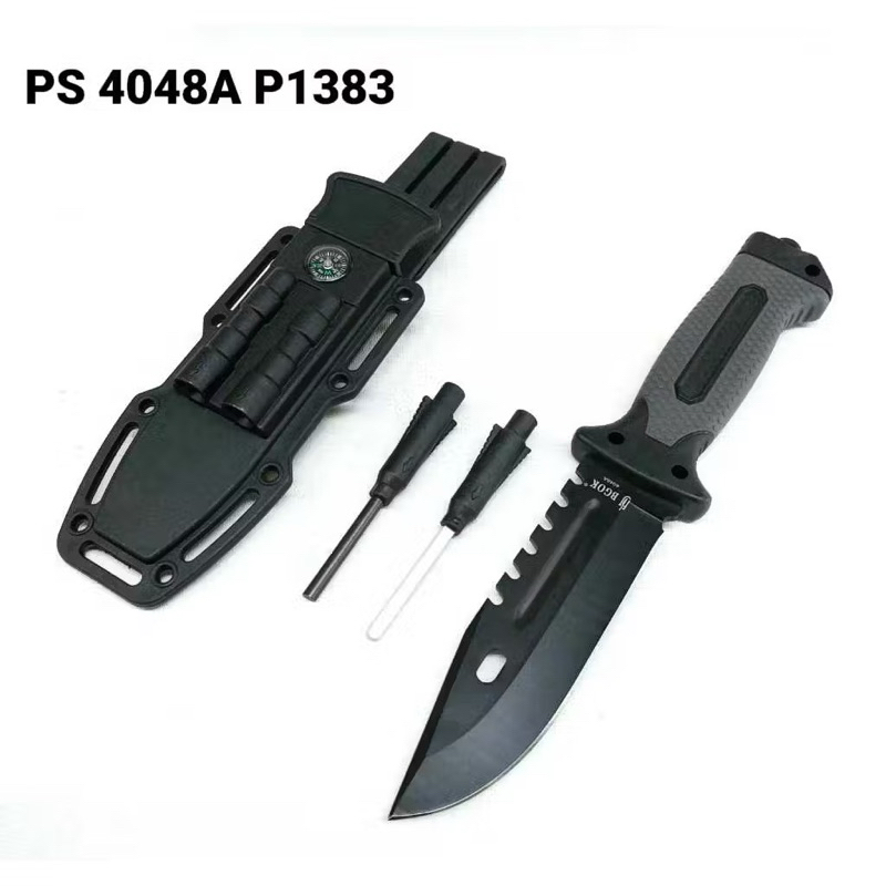 Pisau Survival P1383 Pisau Lengkap Dilengkapi Pluit Dan kompas
