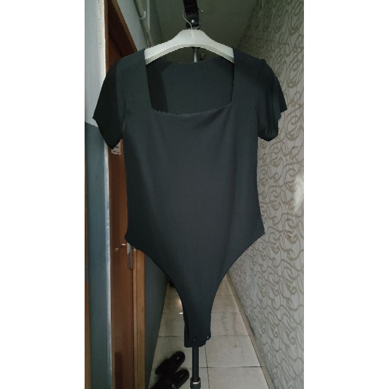 Atasan Bodysuit Wanita Bahan Tebal/Bodysuit kancing bawah Aktif