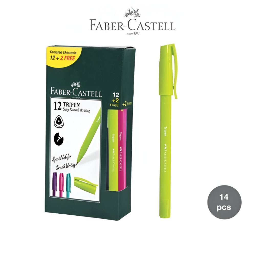 

(1 PAK) Pulpen Faber Castell Tripen 0,7mm - Faber-Castell Ballpoint Pen Tripen 0.7mm Hitam mix Barel