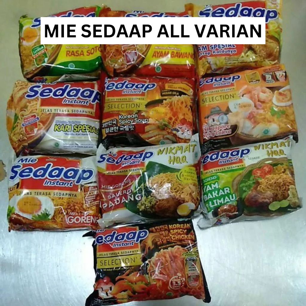 

MIE SEDAAP SEDAP MI INSTAN 90 GRAM ECERAN ALL VARIAN SEDAP GORENG KUAH RASA SOTO AYAM BAWANG AYAM BAKAR LIMAU KARI SPESIAL KARI AYAM GORENG BAWANG WHITE CURRY