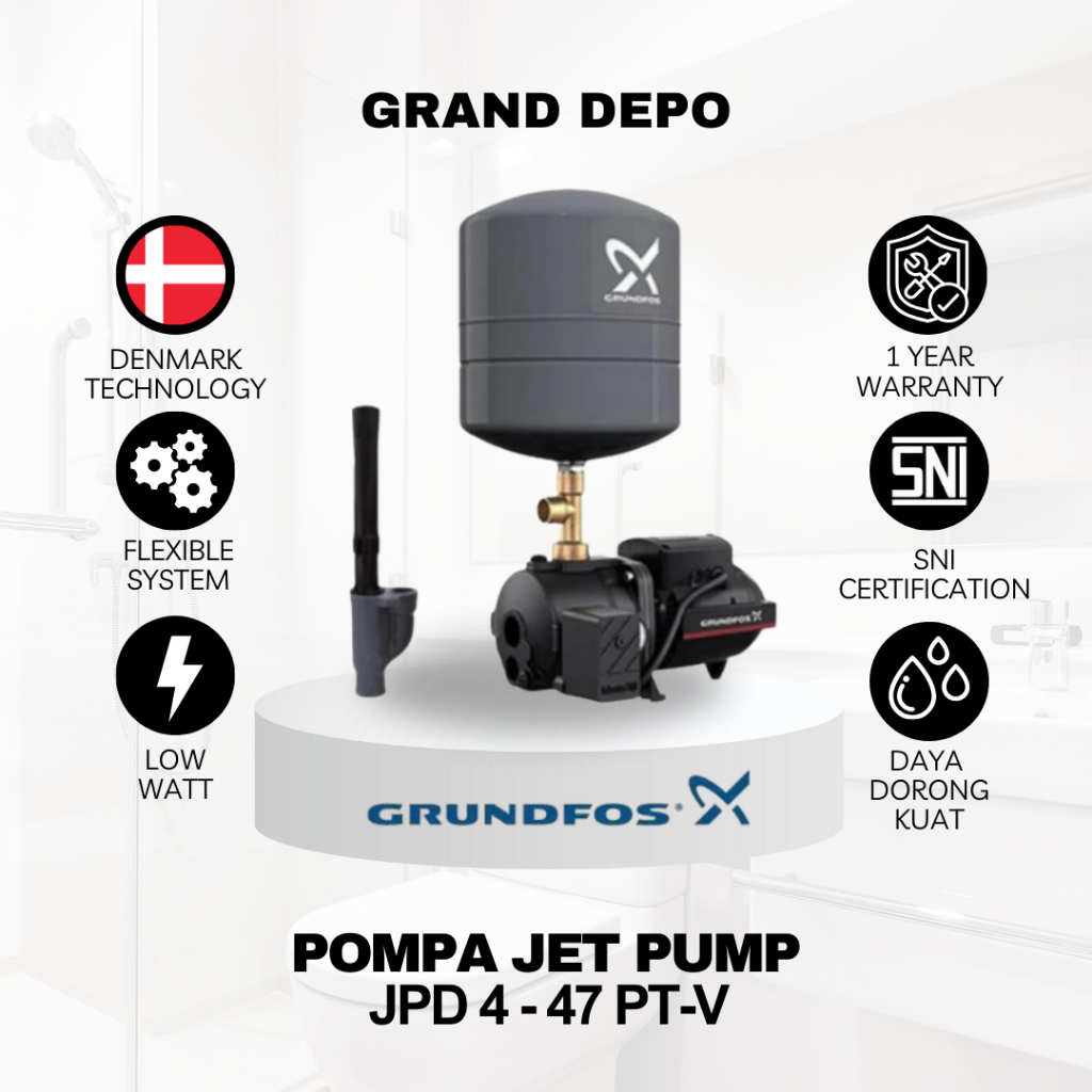 Grundfos Pompa Air Sumur Dalam Jet Pump JPD 4-47 PT-V Grundfos / Pompa Air Semi Jet Grundfos