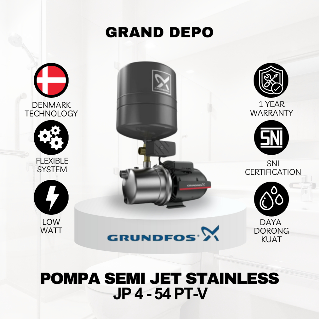 Grundfos Pompa Air Sumur Dangkal JP 4-54 PT-V Grundfos / Pompa Air Semi Jet Grundfos