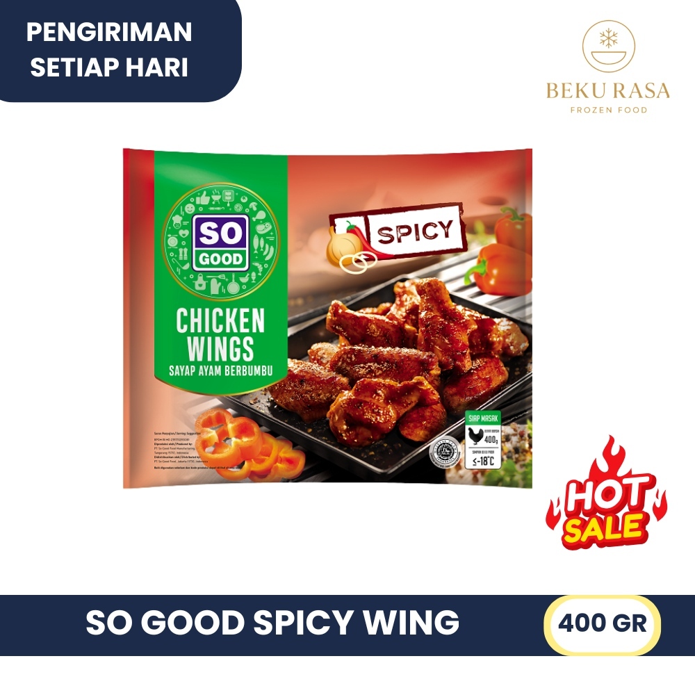 

SO GOOD SPICY WINGS SAYAP AYAM PEDAS FROZEN FOOD ORIGINAL 400GR