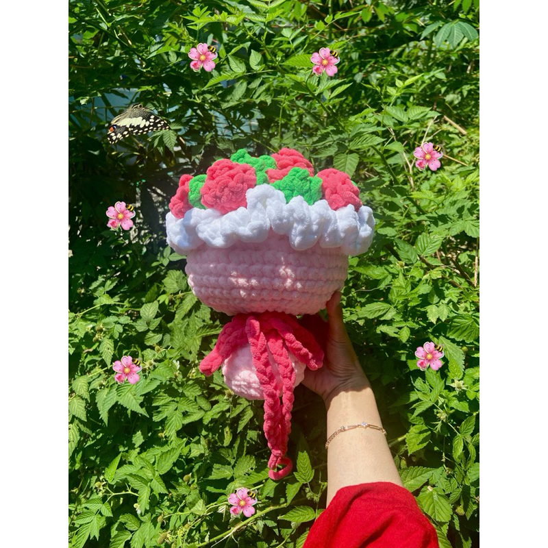 BUKET RAJUT / ROSE BUKET / ROSE CROCHET BOUQUET / BUNGA BUKET RAJUT / BUNGA BUKET RAJUT BESAR