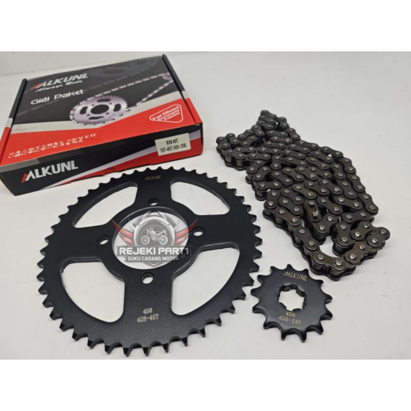 GEAR PAKET KOMPLIT RXK 45T / RXK NEW / RX KING 45T GIGI GIR PAKET ASSY GEAR GIR DEPAN BELAKANG RANTA
