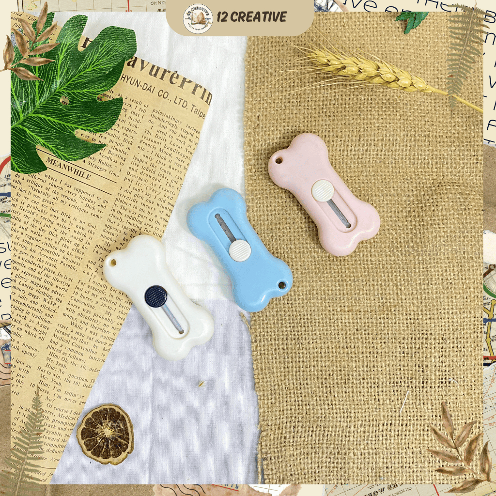 

[12 Creative] Cutter Mini Bone Pisau Pemotong Kertas Cutter Mini Portable Bentuk Tulang Super Cute