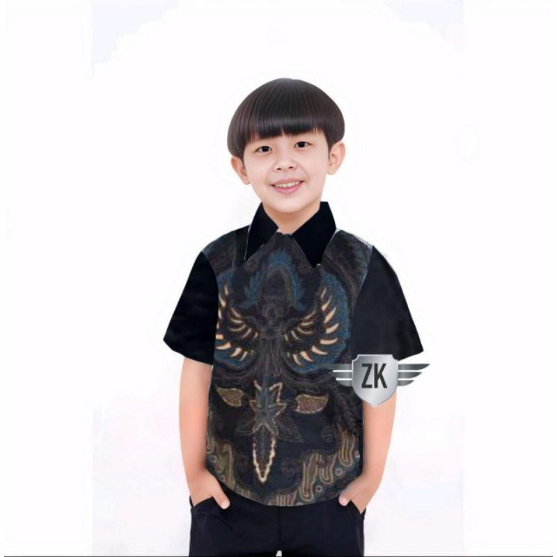 Batik Anak Laki Laki Premium Lengan Pendek Kemeja Sekolah Baju Terbaru Cowok 2-12 Tahun