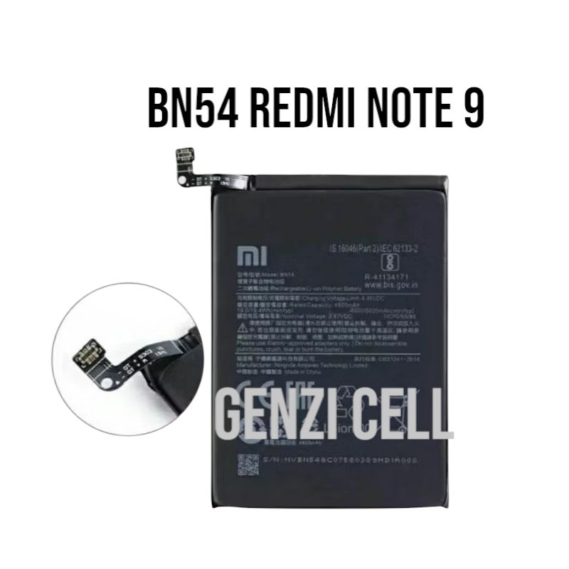 BATRE BATERAI BN54 XIAOMI REDMI NOTE 9 BN 54 ORIGINAL