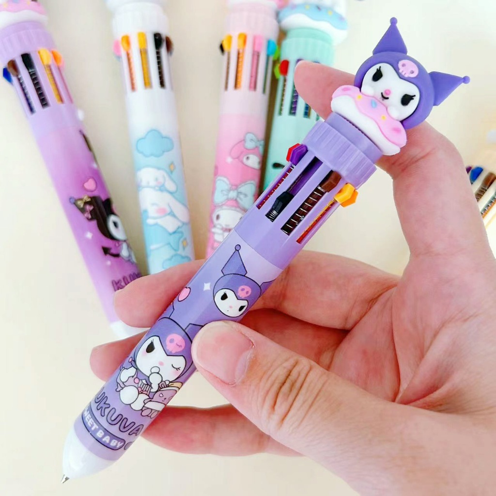 

Pulpen 10 warna Karakter Sanrio Kuromi Melodi Cinamonroll Pompompurin Pulpen Anak Lucu