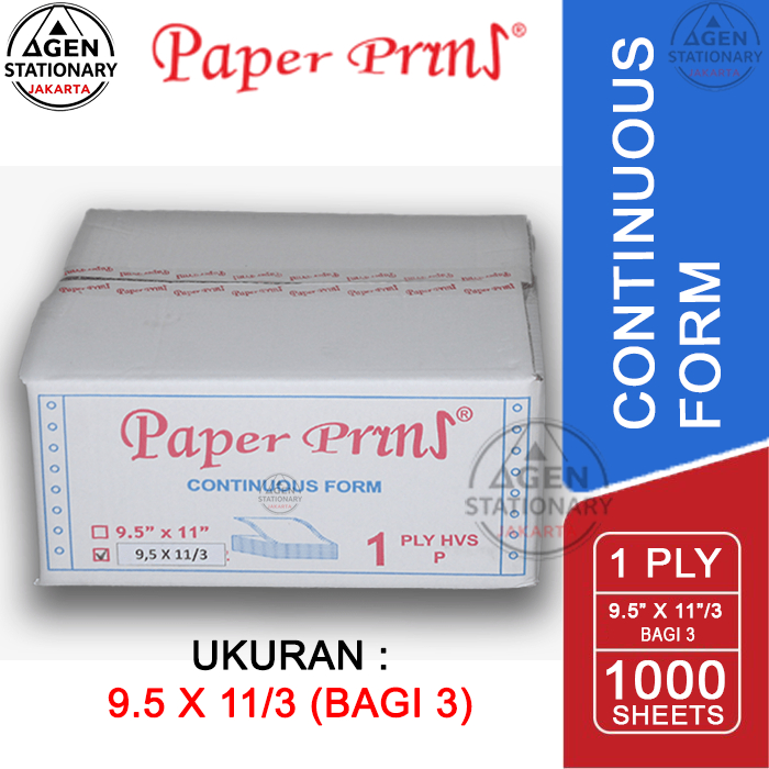 

KERTAS CONTINUOUS FORM PAPER PRINT 9.5 X 11 1 PLY BAGI 3 SURAT JALAN FAKTUR HVS RANGKAP 1 9.5 X 11/3