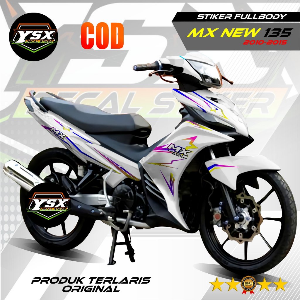 Decal Mx New 135 Stiker Fullbody Desain Putih Bintang Motif