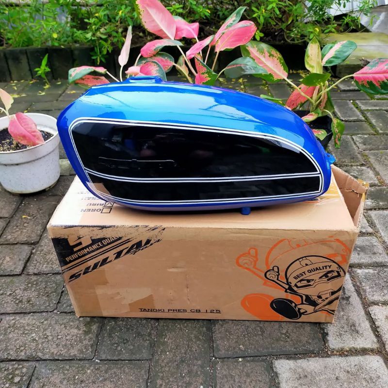 TANGKI HONDA CB125 MEREK SULTAN PART CAT MOTIF ORIGINAL CB125 TANGKI SULTAN MERAH OREN BIRU TANGKI C