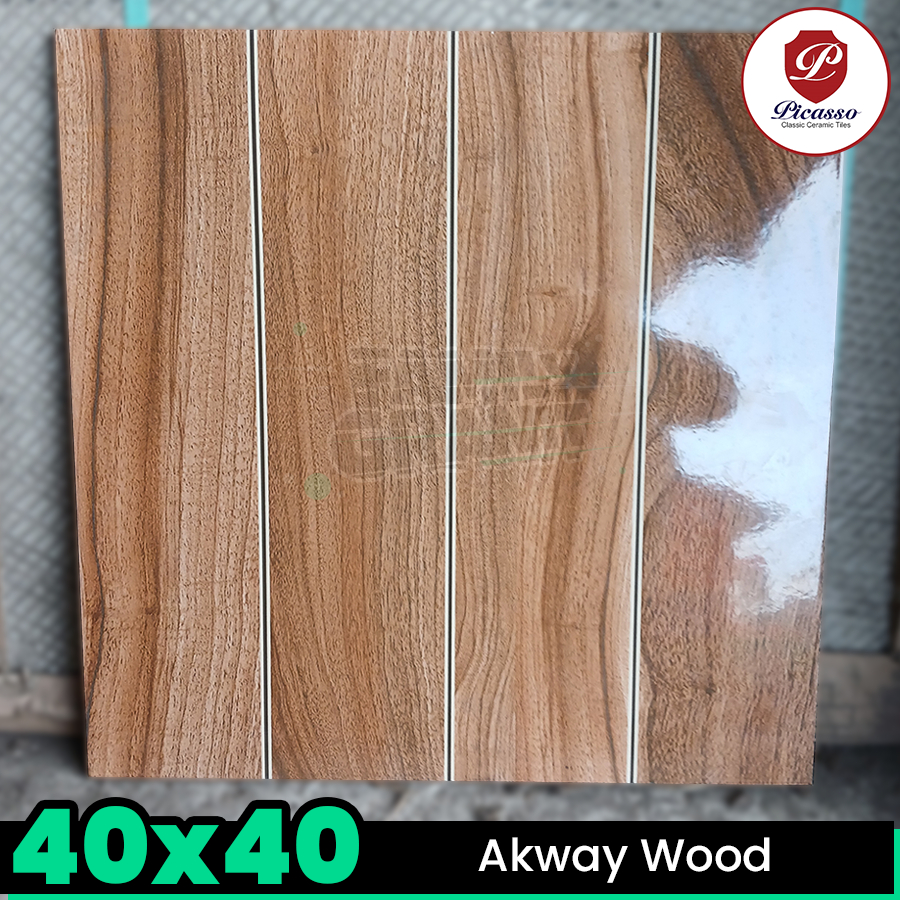 Keramik Motif Kayu 40x40 Picasso Akway Wood Lantai Teras Glossy