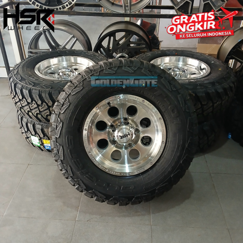 Paket velg ban baru untuk Jimny taft vitara hsr duffy r15 lebar 8 pcd 5x139 ban 31 10,5 r15 MT