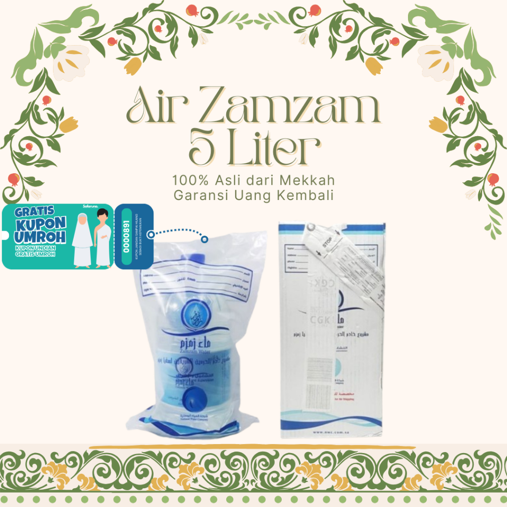 

ZAM-ZAM BARCODE 5L - AIR SUCI KEMASAN GALON UNTUK HAJI DAN UMROH