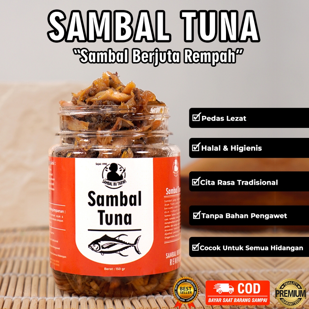 

[ SAMBAL TUNA ] - SAMBAL BU TARWI - SAMBAL TUNA DENGAN BUMBU KAYA REMPAH SEGAR PILIHAN - 150 GR
