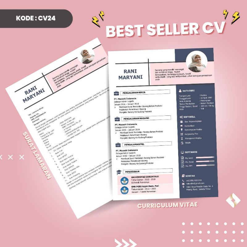 CV Lamaran Untuk Melamar Pekerjaan (Kode CV24)