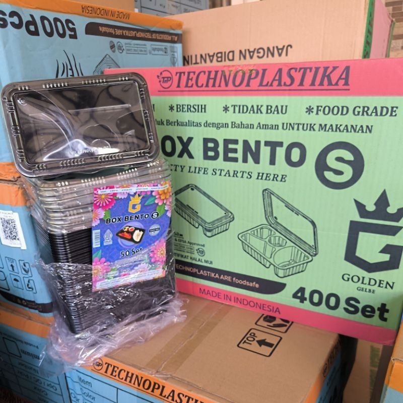 ( 1 Pack 50 Psc) Mika Box Bento S + Tutup / Mika Bento Sekat 4 Mini