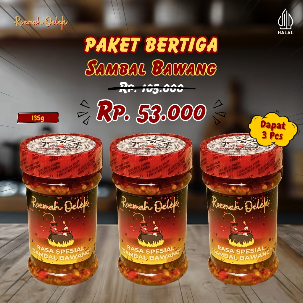 

Paket Bertiga Sambal Bawang 135gr – Pedas Nampol, Gurih Nendang! | Roemah Oelek