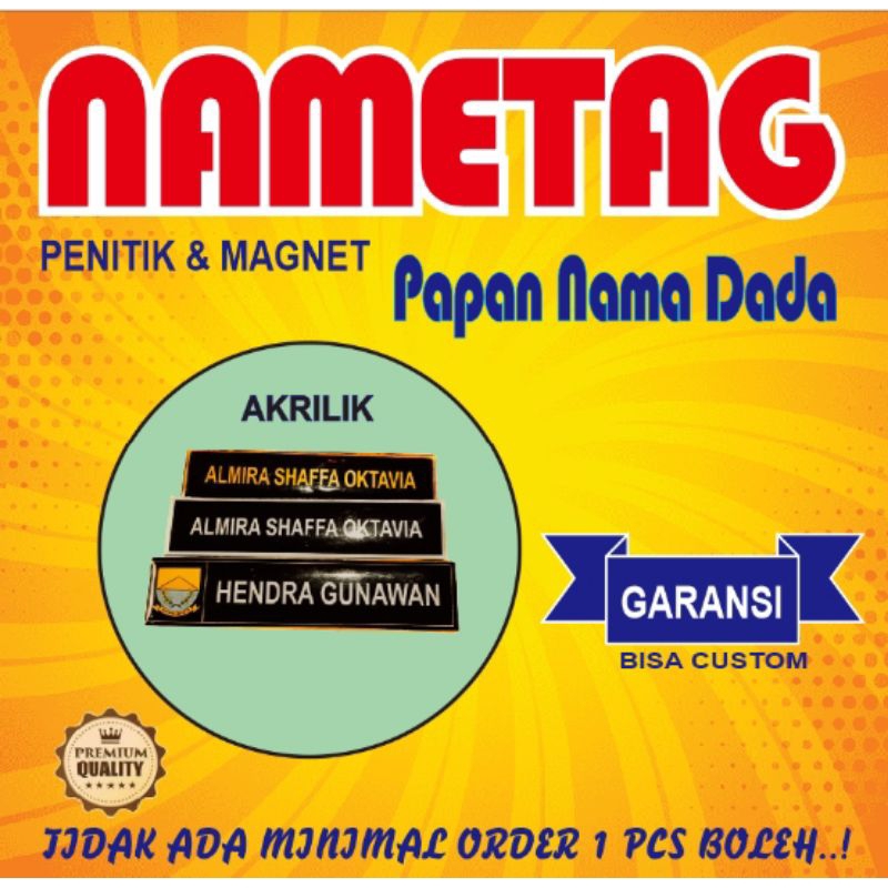 

NAME TAG / PAPAN NAMA / NAMA DADA