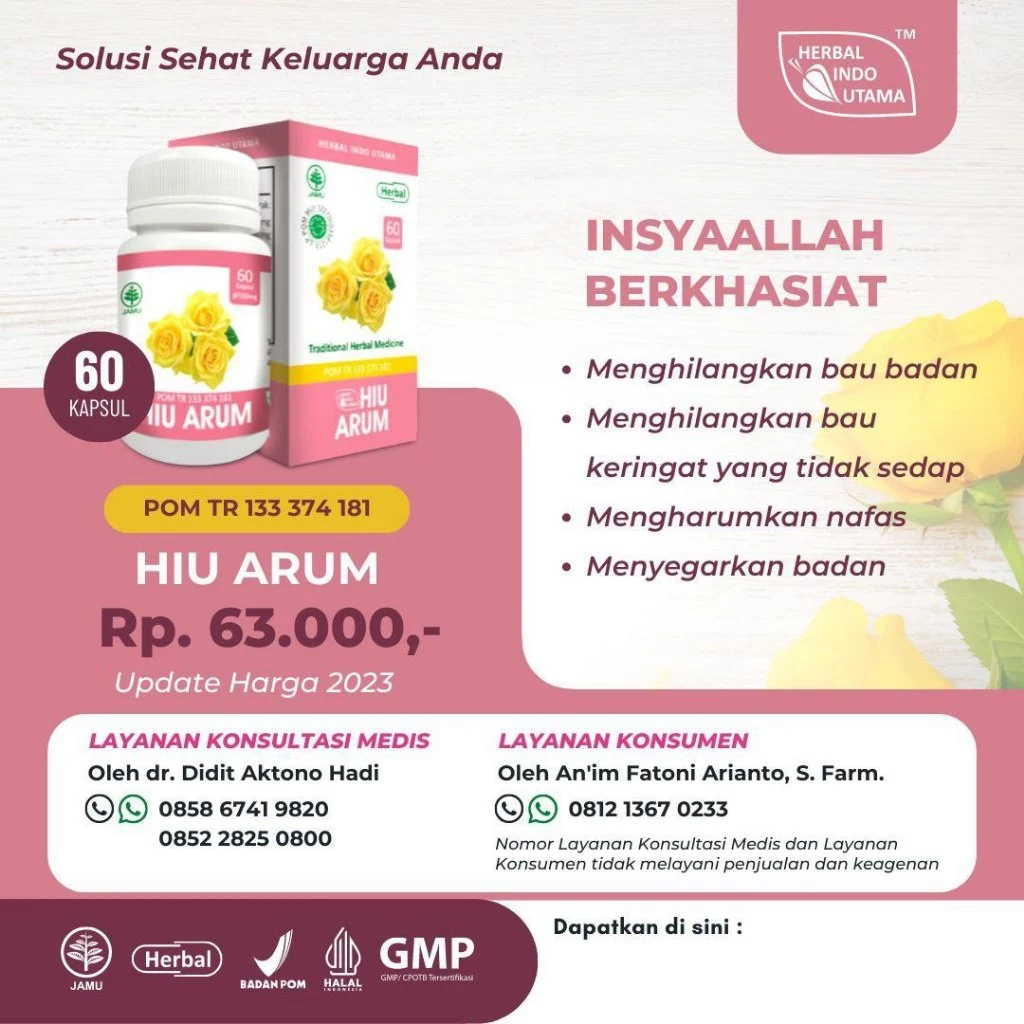 Herbal Indo Utam HIU Arum Herbal Menghilangkan Bau Badan dan Nafas