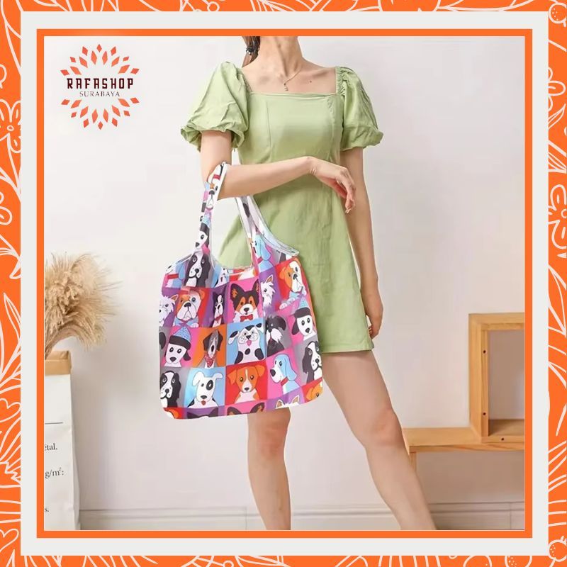 HOME072 Tas Belanja Polyester Tanpa gantungan/ Kain Tas Lipat Tas Belanja Lipat Portabel