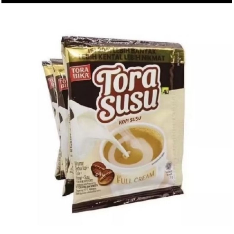 

KOPI TORA SUSU 1 renceng isi 10 saset dan 5 saset kopi Tora susu mantap
