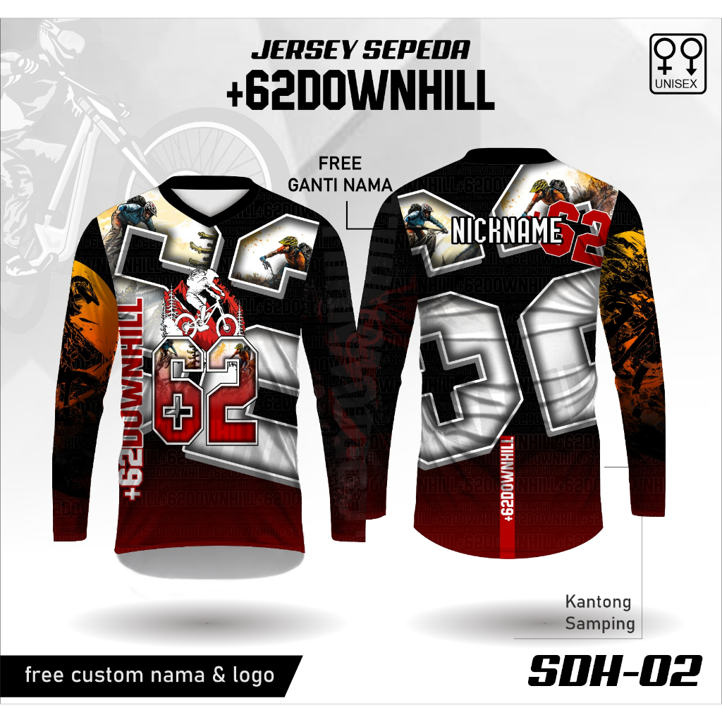 Jersey sepeda baju kaos gowes ride bike downhill kantong samping lengan panjang