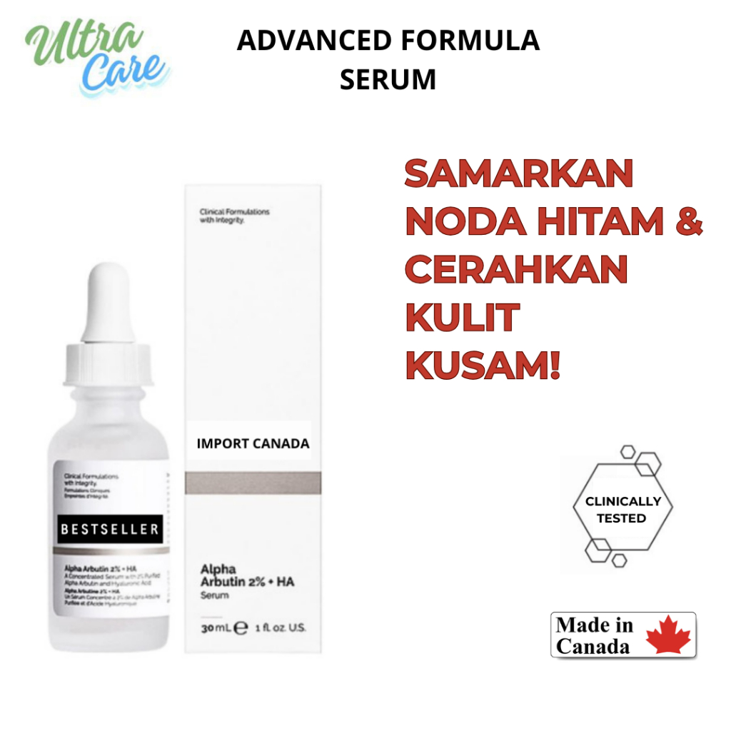 SERUM ALPHA ARBUTIN 2% + HYALURONIC ACID 30ML - PENCERAH FLEK HITAM [PRODUCT CANADA]