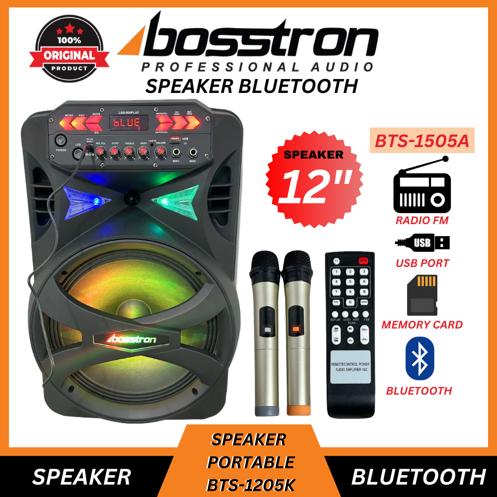 SPEAKER BLUETOOTH BOSSTRON BTS-1205K SPEAKER PORTABLE / SPEAKER AKTIF KARAOKE
