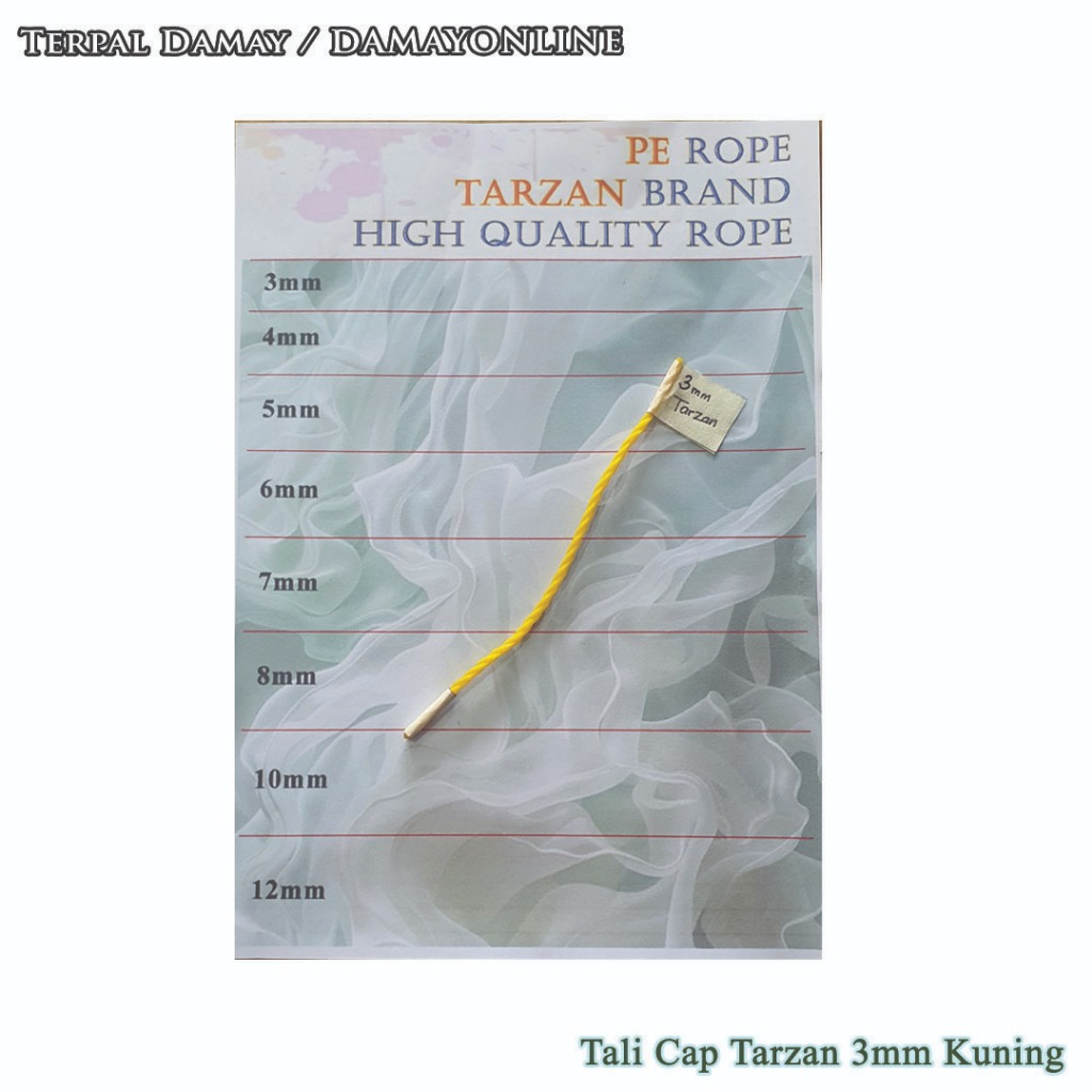 

Tali Tambang PE Cap Tarzan 3mm Kuning / Meter ( Harga Per Meter )