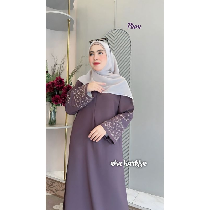 GAMIS/DRESS KALIFA BORDIR SABRINA BY AKU KARISSA ORIGINAL BRAND