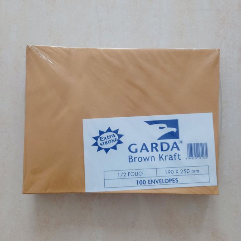 

[ PACK ISI 100 MURAH ] Amplop Coklat Polos Garda 1/2 Folio ( Ukuran 19 x 25 cm )