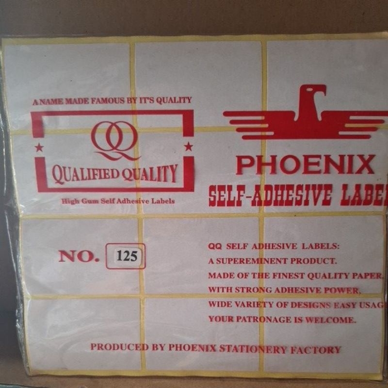 

stiker /label harga no. 125 phoenix 38x57mm 1pak isi 7 lembar
