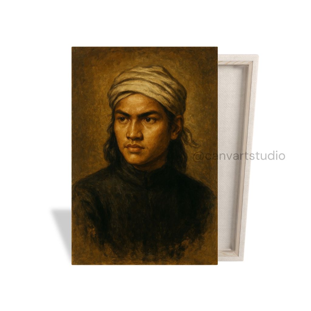 Lukisan Cetak Kanvas Joko Tingkir dari Pajang Bingkai Kayu Spanram