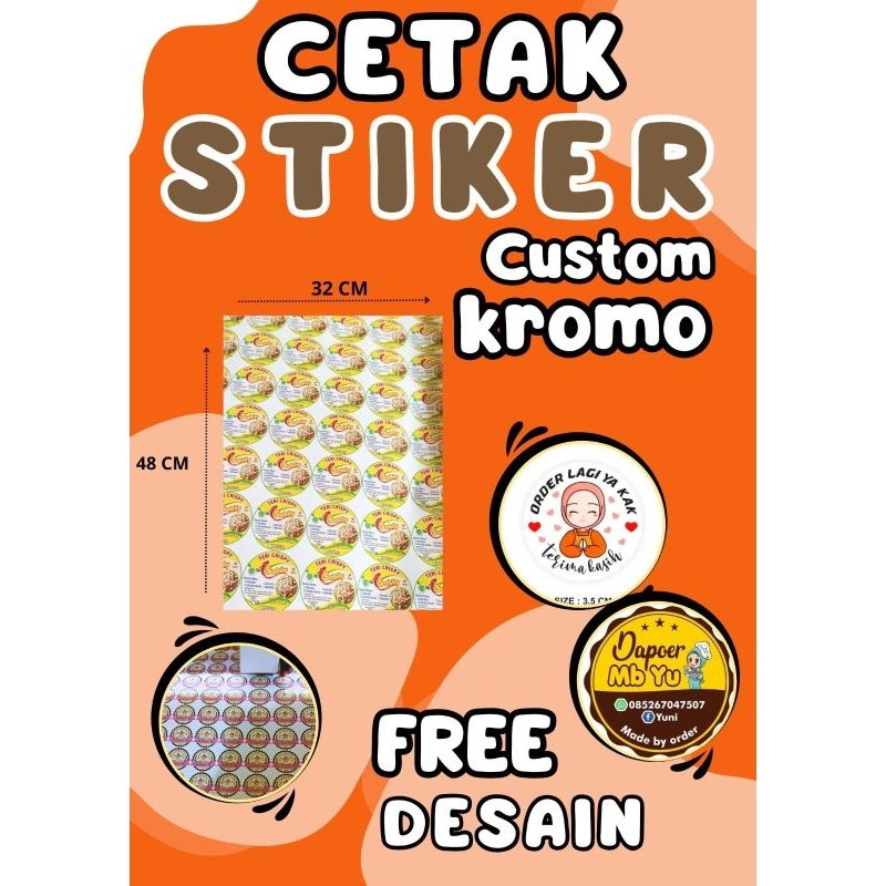 

CETAK STIKER CUSTEM CUT A3 MURAH/ CETAK STIKER LABEL KEMASAN MAKANAN