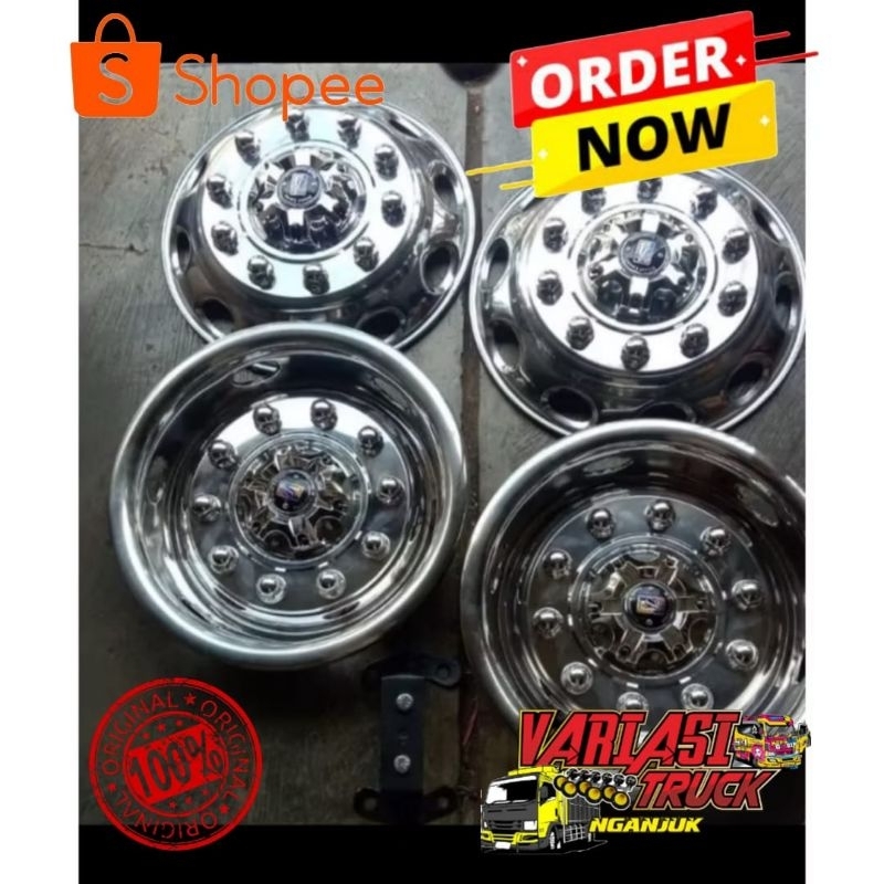 1 Set (4 Pcs) Wildop Diamond Truk Canter R16 Stainless
