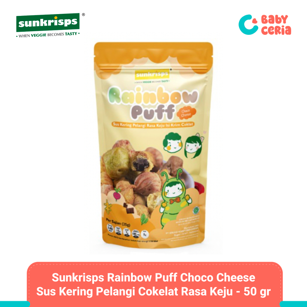 

Sunkrisps Rainbow Puff Choco Cheese | Sus Kering Pelangi Cokelat Rasa Keju - 50 gr