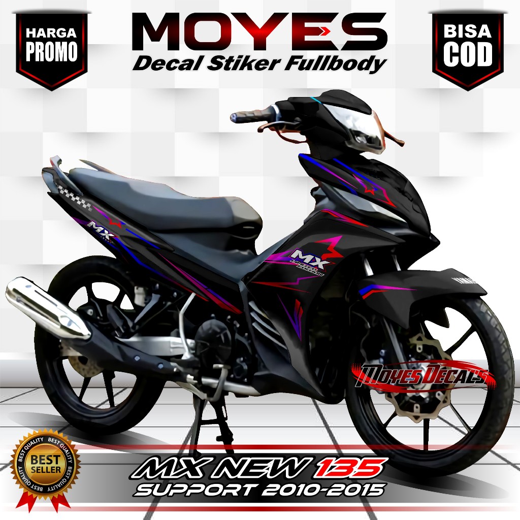 Stiker Decal Fullbody MX 135 New Motif Hitam Bintang MYS1617