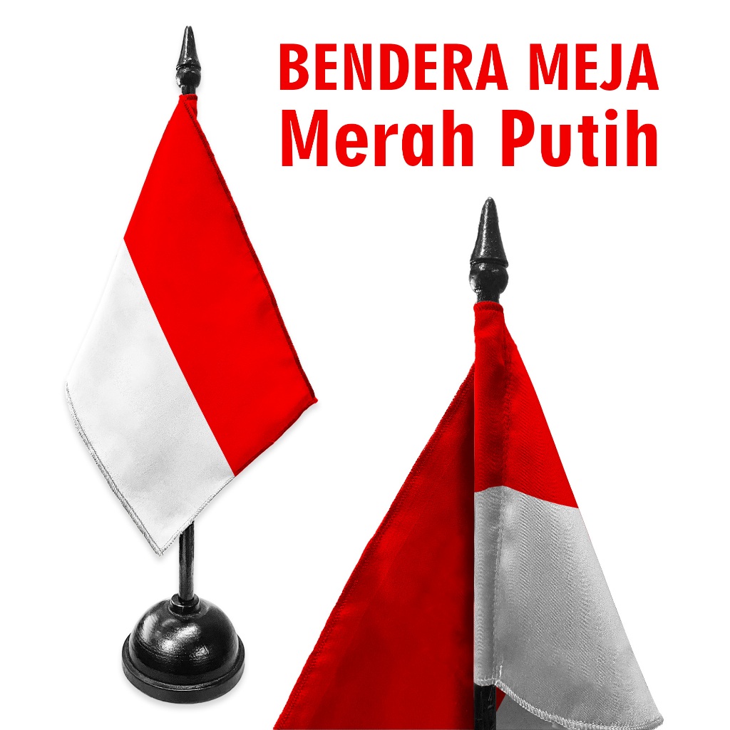 Bendera Meja Merah Putih Indonesia Bahan Kayu dan Kain Velvet
