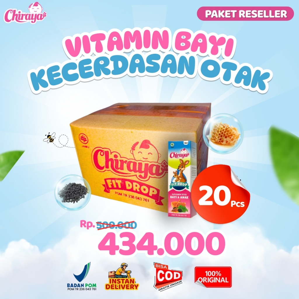 Chiraya Vitamin Bayi Paket RESELLER 20 Botol Vitamin Bayi Pelancar Bicara ll Madu Herbal Otak Cerdas