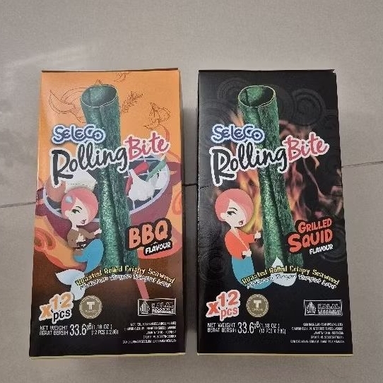 

Seleco ROLLING BITE seaweed nori rasa GRILLED SQUID / BBQ / SPICY / ORIGINAL ( isi 12 / box )