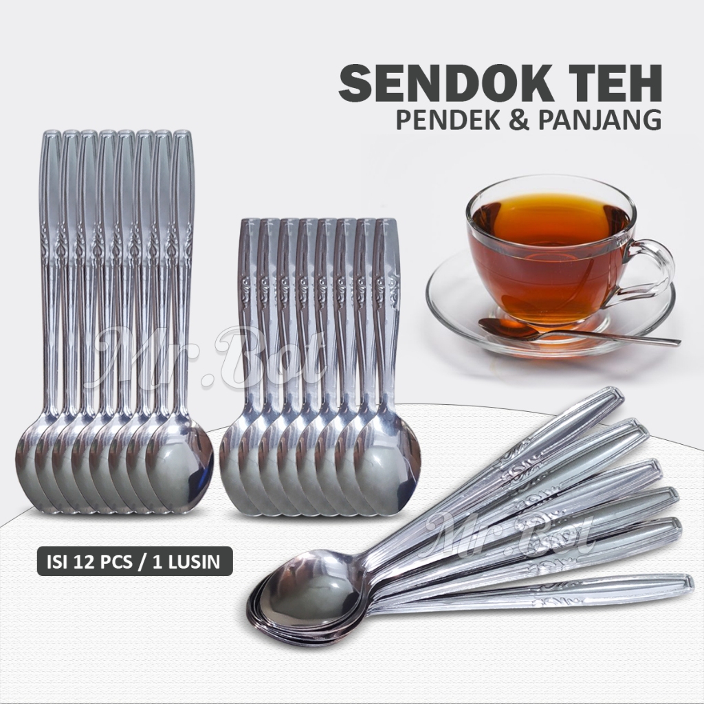 1 Lusin Sendok Teh Kopi Stainless Sendok Makan Kecil Pendek & Panjang